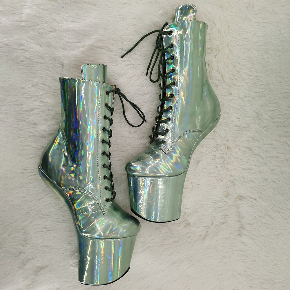 Leecabe PU 어퍼 플랫폼 발목 부츠 섹시한 이국적인 heelless pole dance shoes